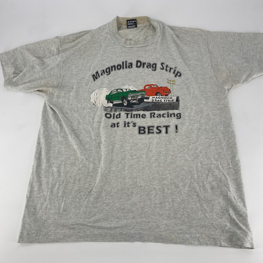 Fruit of the Loom VTG Magnolia Drag Strip Old Time Racing Graphic‎ T Shirt XL